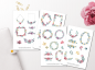 Preview: Helle Florale Rahmen Sticker Set